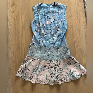 BCBG Blue and Pink Floral Mini Dress